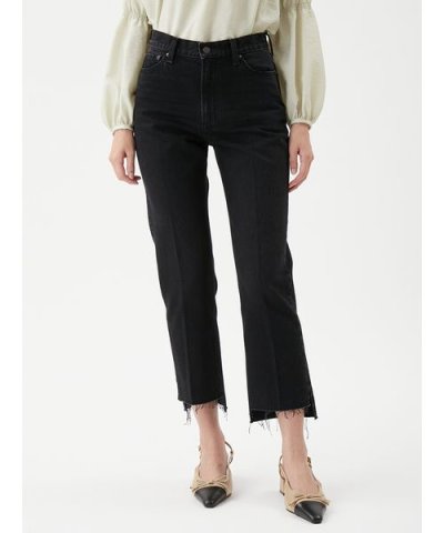 センタープレス裾段差デニムパンツ