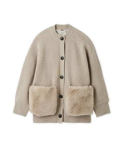 2WAYファーポケットMIXヤーンカーディガン