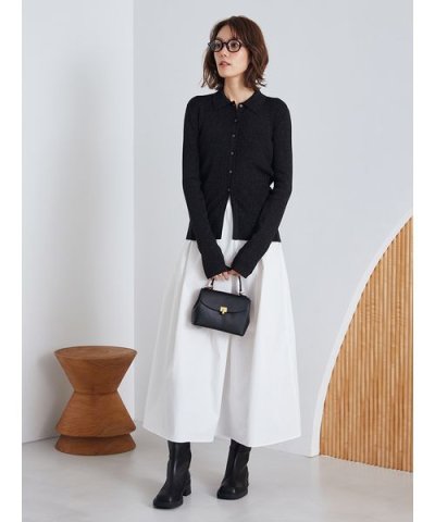 【セットアイテム】ポロ衿ニットタックフレアスカートコーデSET