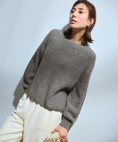 【洗える】スパンコールバルキー クロップド ニット