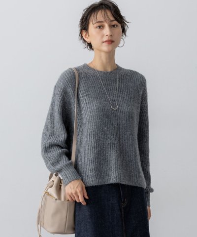 【洗える】スパンコールバルキー クロップド ニット