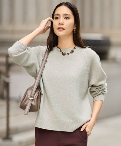 【カタログ掲載】ウールカシミヤブレンドスパンコールラグランスリーブ ニット