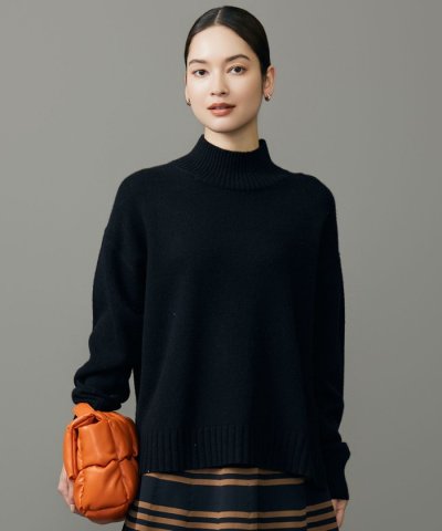 【洗える】ウールカシミヤブレンドスパンコールハイネック ニット