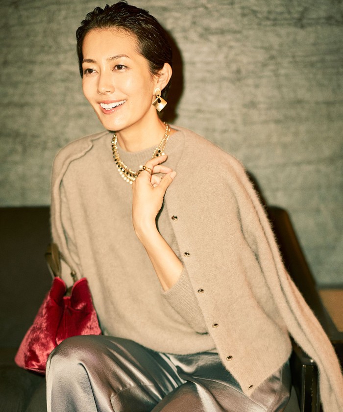 ルル様　カーディガン　アイボリー　サイズm ブラウン系｜カーディガン｜自由区 (Lサイズ)(ジユウクエル)｜阪急