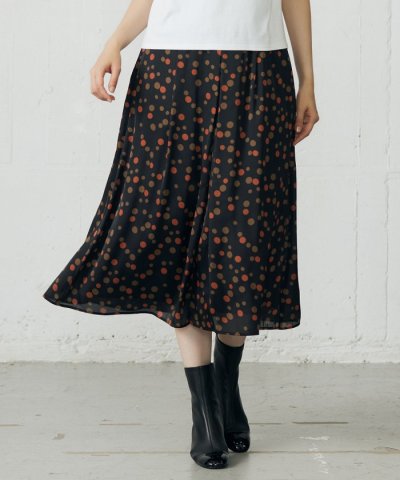 【洗える】マルチポルカドットプリント スカート