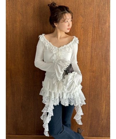 ティアードフリルカットソープルオーバー