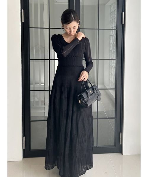 HerPraha ロングドレス（黒） 30%OFF】Hella ヘラ シアー ベロア ロング ドレス “SHEER VELOUR DRESS