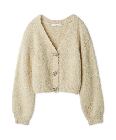 ビジューリボンショートカーディガン