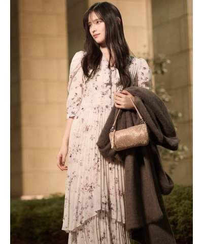 Sustainableプリーツプリントワンピース