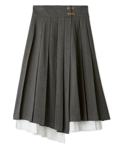 プリーツレイヤードミディスカート