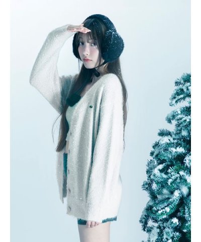 LACOSTE/ラメニットカーディガン