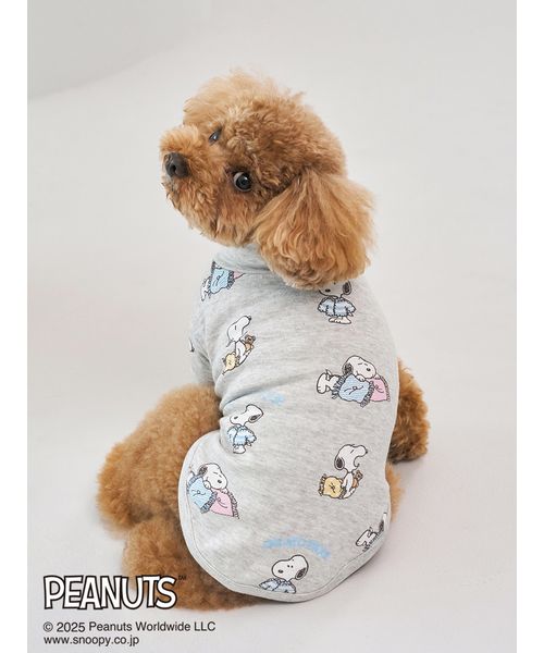 GELATOPIQUECAT & DOG 【PEANUTS】【CAT & DOG】オリジナルアート 総柄プルオーバー GRY M