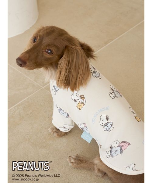 GELATOPIQUECAT & DOG 【PEANUTS】【CAT & DOG】オリジナルアート 総柄プルオーバー IVR M