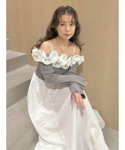 【限定カラー】【WEB限定00サイズ】フリルカラーニットコンビワンピース