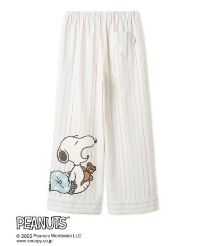 【PEANUTS】オリジナルアート レインボーストライプネルロングパンツ