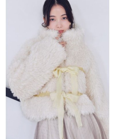 Sustainableリボンボアショートコート