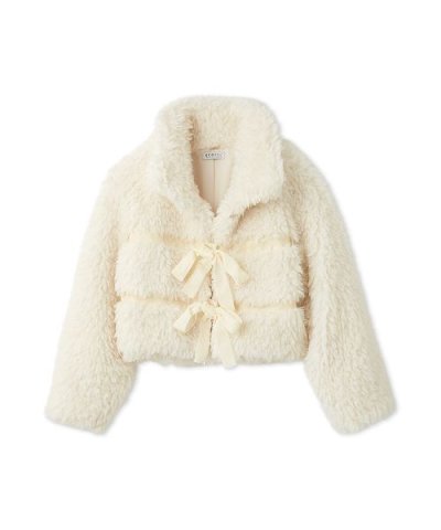 Sustainableリボンボアショートコート