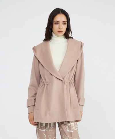 ジーロンラムウール フーデッドミドルコート