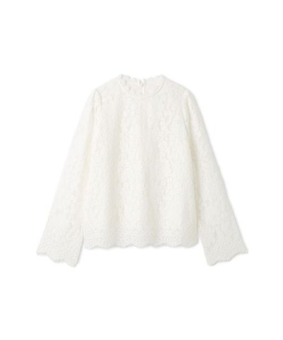 スタンドカラーレースブラウス