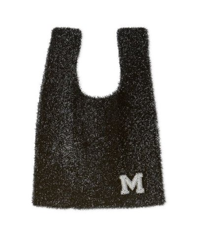 ビーズバッチ付きラメニットトートバッグ