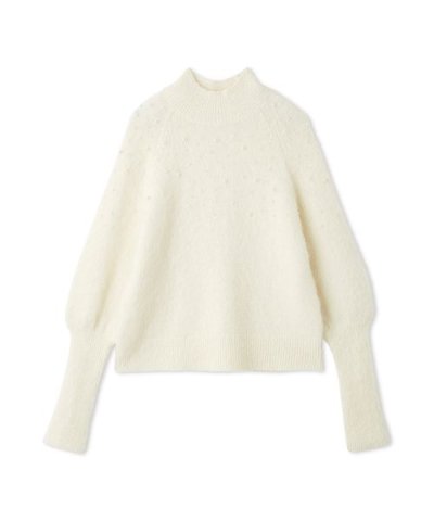 フォルムスリーブパールデザインニット