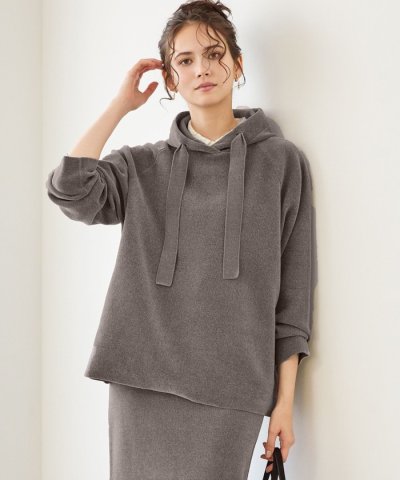 【SLOW/一部店舗限定】ベロア風ニット パーカー