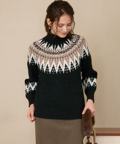 【SLOW/一部店舗限定】ジャカード ハイネック ニット