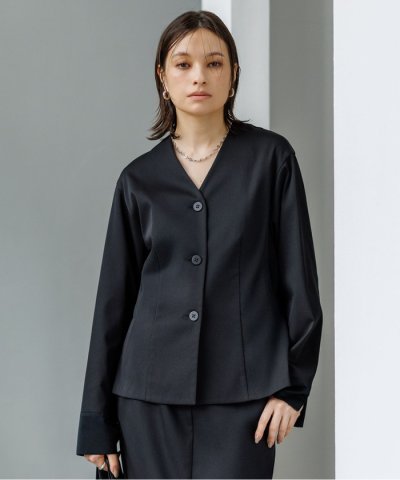 【CLASSY.掲載・裏起毛】 ウォームサテン カーディガンブラウス