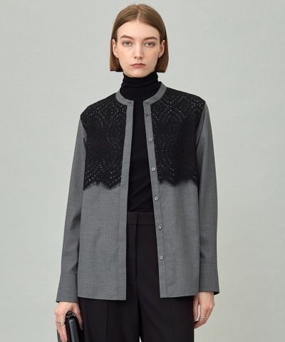 【洗える】 レースコンビブラウス