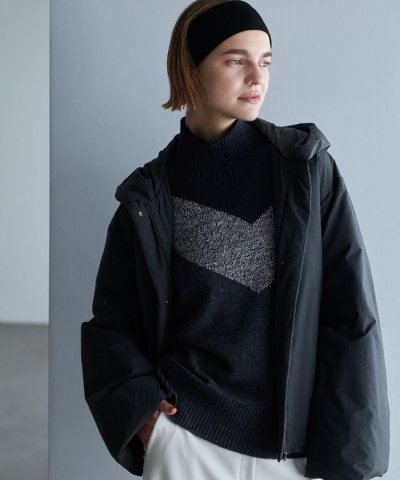 【WEB限定カラーあり・撥水加工】ADSダウン フーデットミドル丈コート