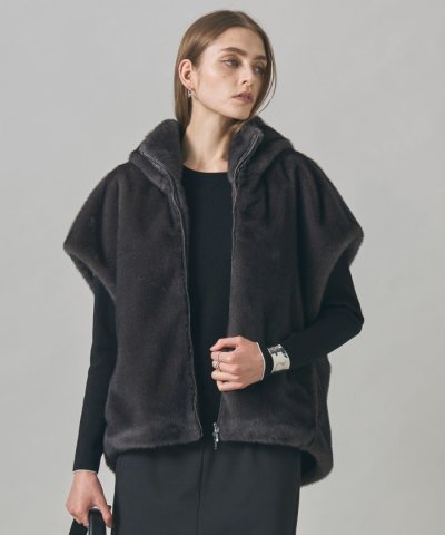 【洗える】ミンクライクファー フーディジレ コート