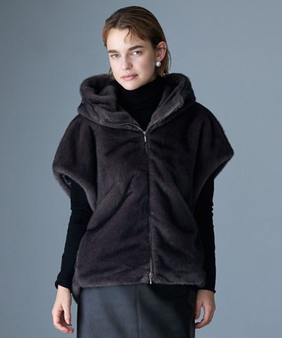 【洗える】ミンクライクファー フーディジレ コート