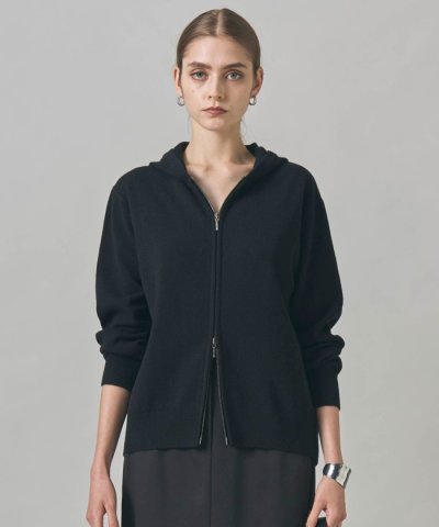 【洗える】ソフトカシミヤミックス ジップアップ ニットパーカー