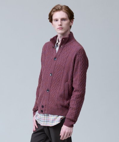 【Cash Lamb's Wool】ハイネックケーブル カーディガン_25年モデ