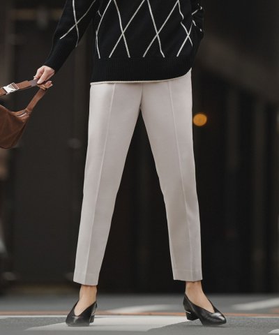 【CLASSY.掲載・裏起毛】 ウォームサテン スティックパンツ