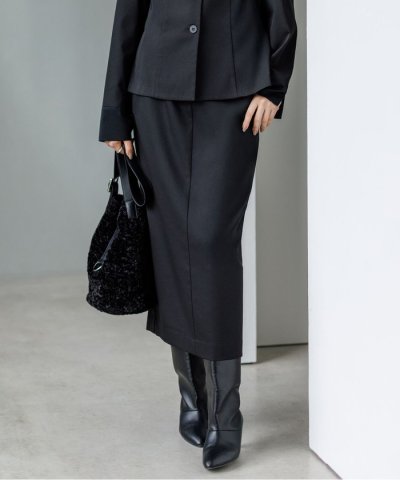 【CLASSY.掲載・裏起毛】 ウォームサテン Iラインスカート