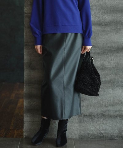 【洗える】フェイクレザー ナロースカート