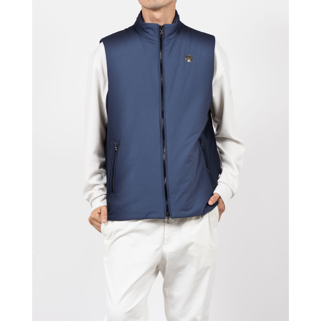 LANVINSPORT ランバン スポール LANVIN SPORT グラデーションプリント中わたベスト ネイビー 38