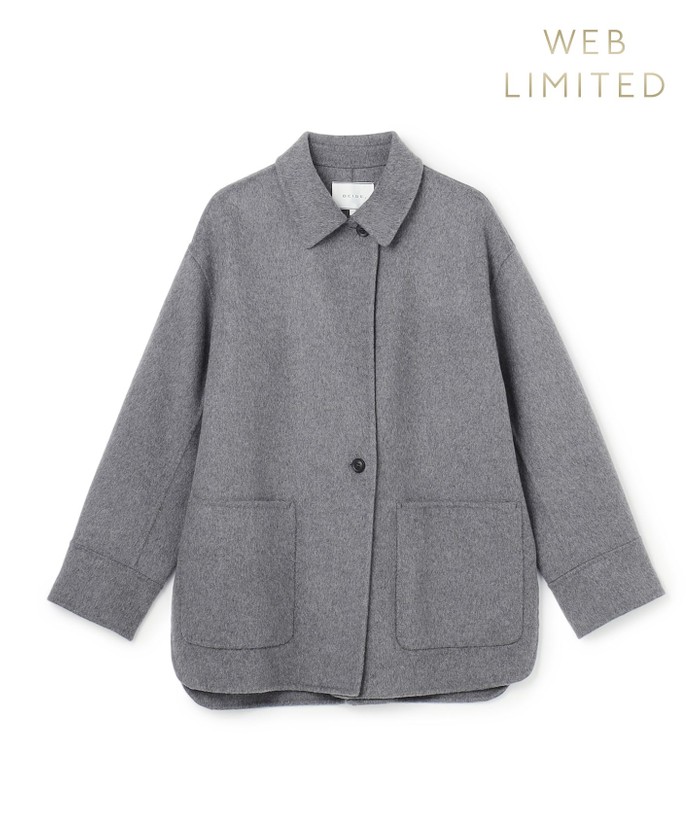 BEIGE 【WEB限定】PAYSON / ウールリバーオーバーサイズステンカラーコート TOPGRAY 0