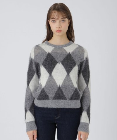 ヘアリーアーガイルニット