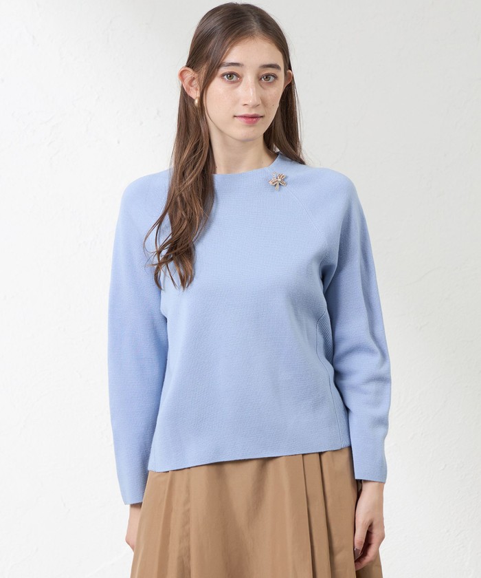 未使用 自由区(38)カシミヤメリノウールニット パープル PAPI FABIO 23