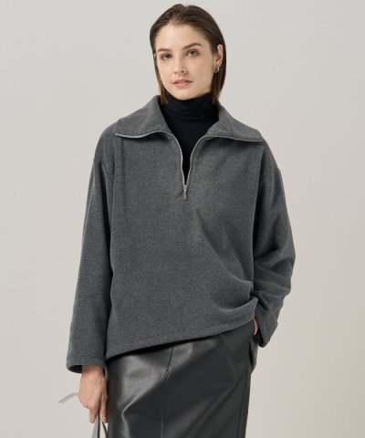 【洗える】 トスカーナフリース ハーフジッププルオーバー