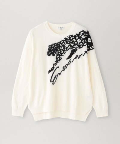 【L】【カタログ掲載品】【ウォッシャブル】ラメパンサーインターシャニット