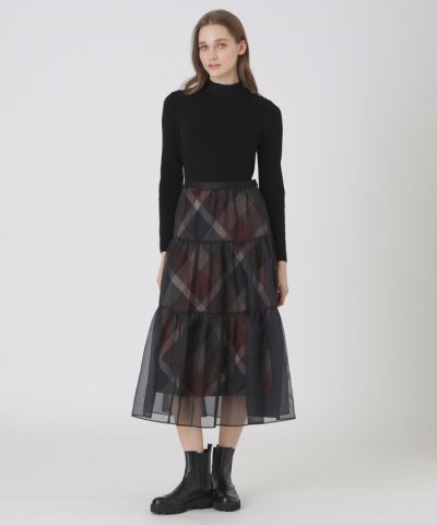 【取扱店舗限定】クレストブリッジチェックサキソニーニットドッキングドレス