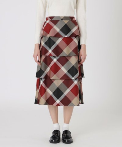 【取扱店舗限定】クレストブリッジチェッククロッシングビエラティアードスカート