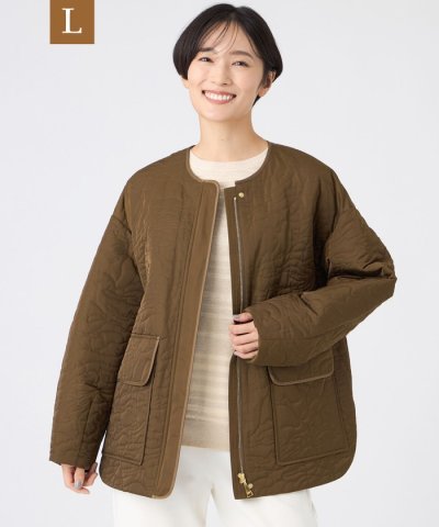 【L】【カタログ掲載】【マシンウォッシャブル】アニマルキルトノーカラージャケット