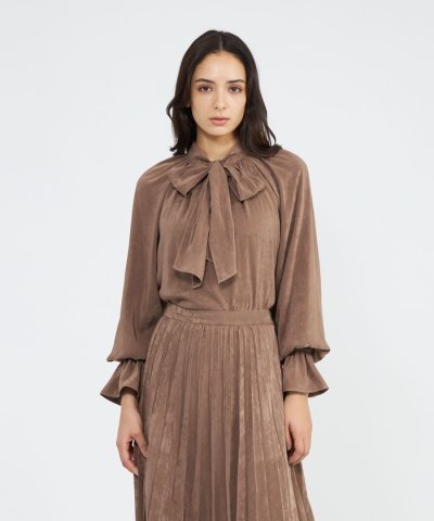 フィブリルサテン ボウタイブラウス