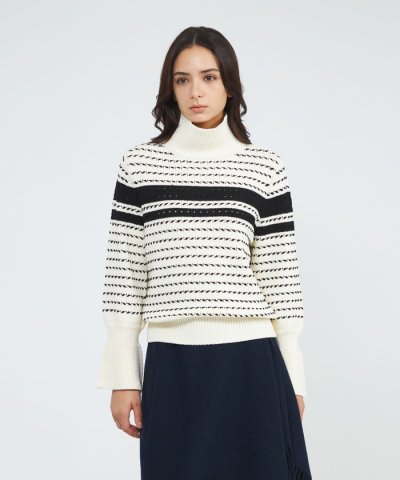 ウールラインボーダー タートルニット