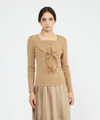 ドレープカラーニット プルオーバー