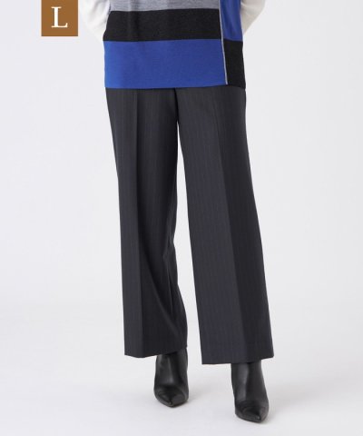 【L】【ウォッシャブル】チェルソフト2WAYストレッチストライプパンツ